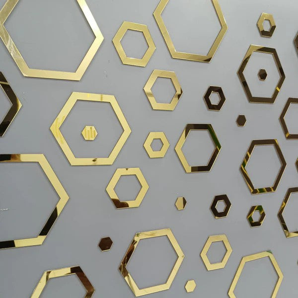 Acrylic Hexagon Ring Mirror Wall Decor Stickers