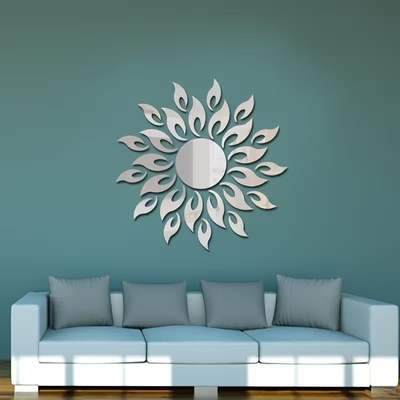 25pcs Silver & Golden Sunflower Acrylic Mirror Wall Stickers