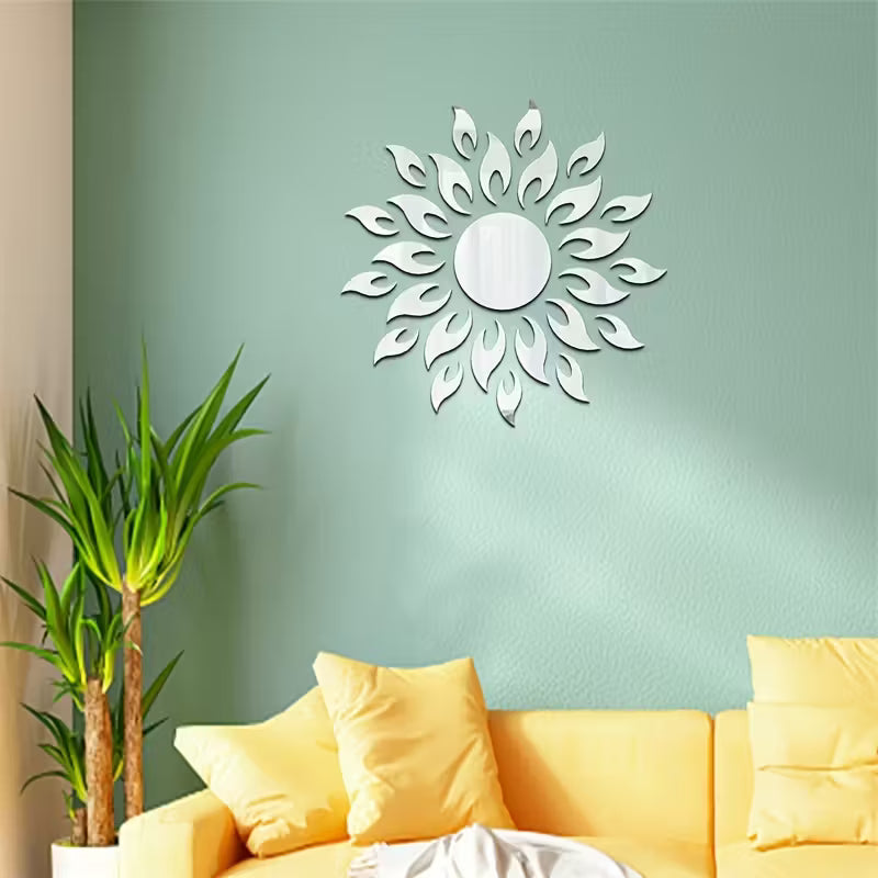 25pcs Silver & Golden Sunflower Acrylic Mirror Wall Stickers