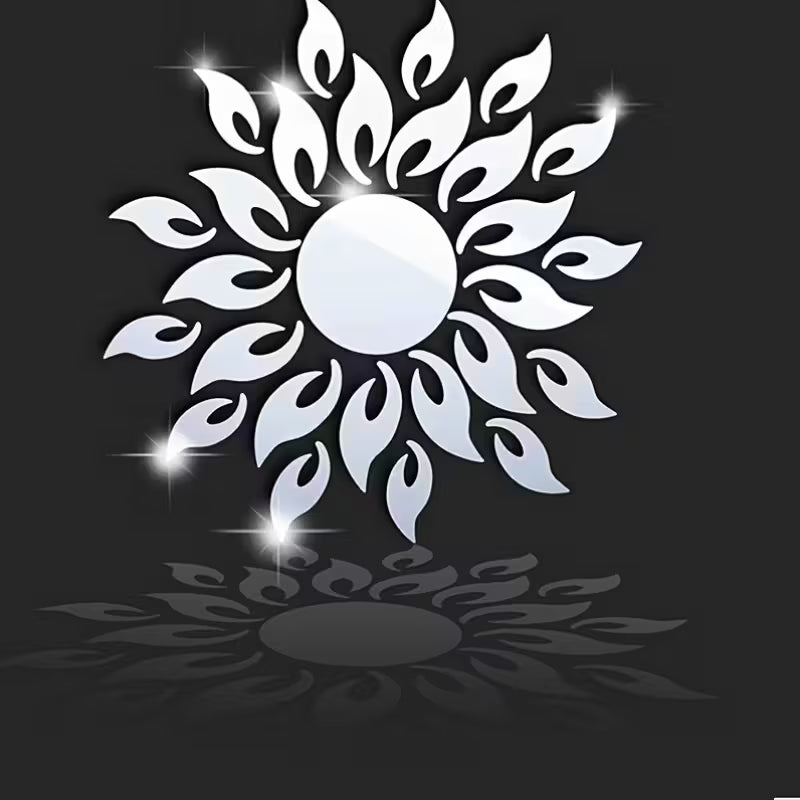 25pcs Silver & Golden Sunflower Acrylic Mirror Wall Stickers