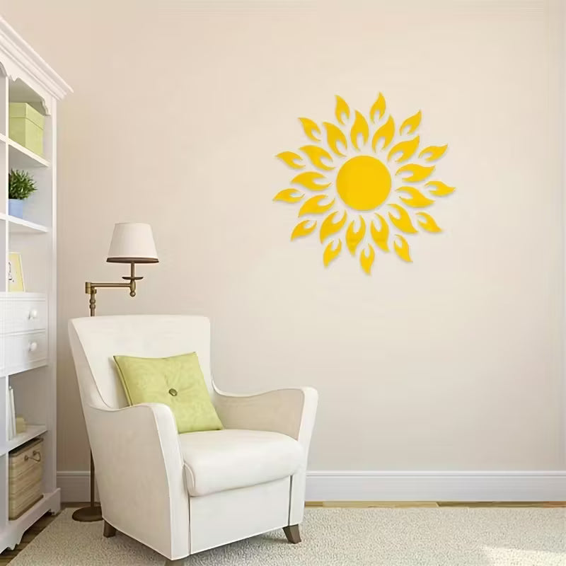 25pcs Silver & Golden Sunflower Acrylic Mirror Wall Stickers