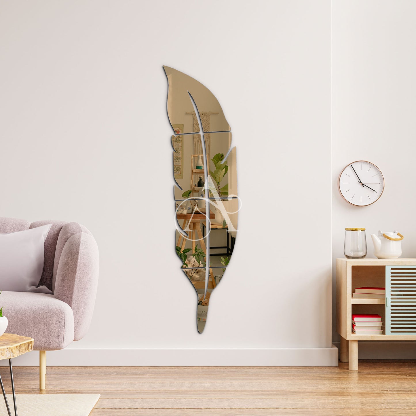 Acrylic Feather Mirror Wall Decor