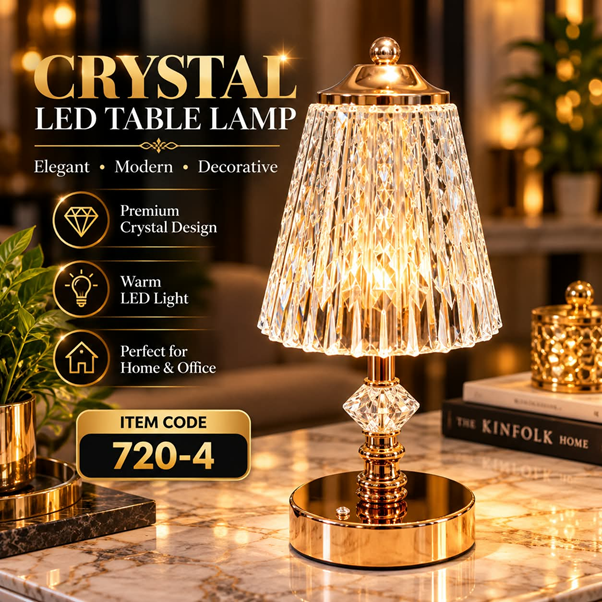 Crystal LED Table Lamp – Elegant Lighting for Your Space