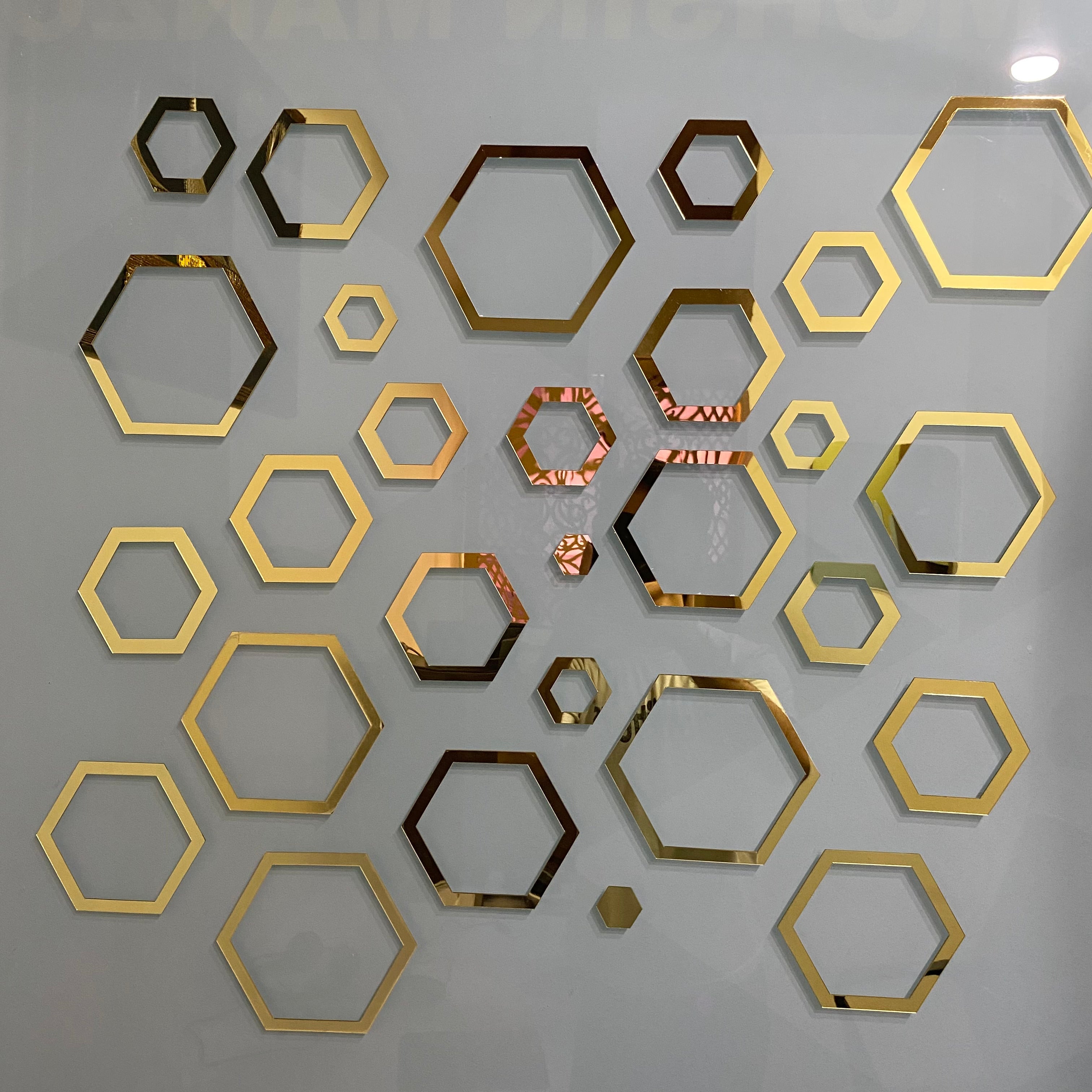 Acrylic Hexagon Ring Mirror Wall Decor.