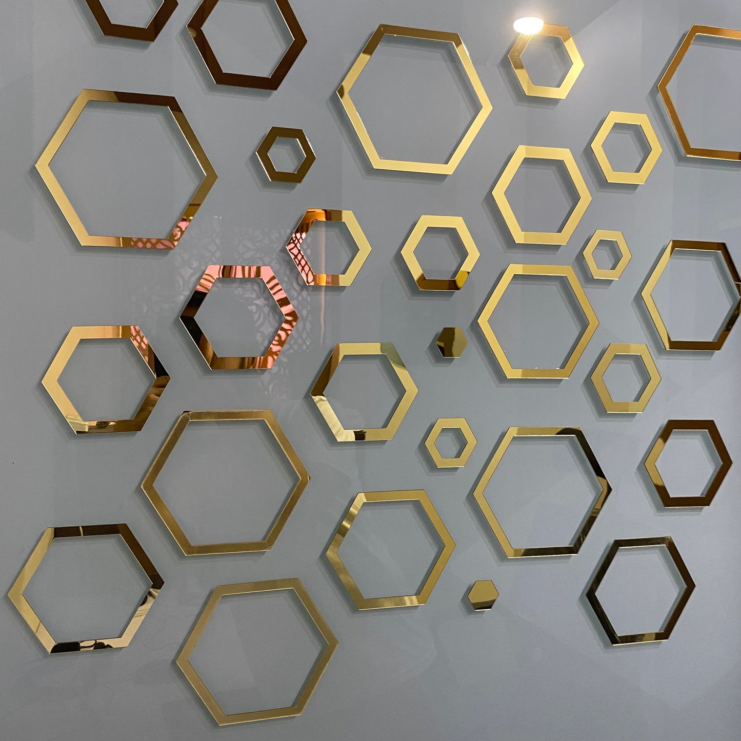 Acrylic Hexagon Ring Mirror Wall Decor.