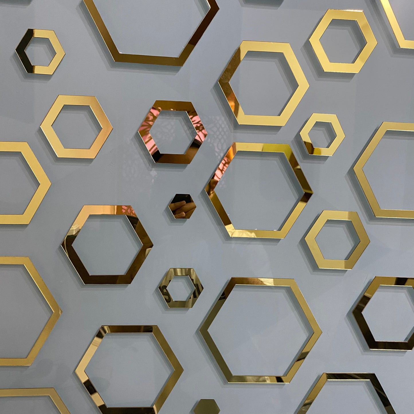 Acrylic Hexagon Ring Mirror Wall Decor.