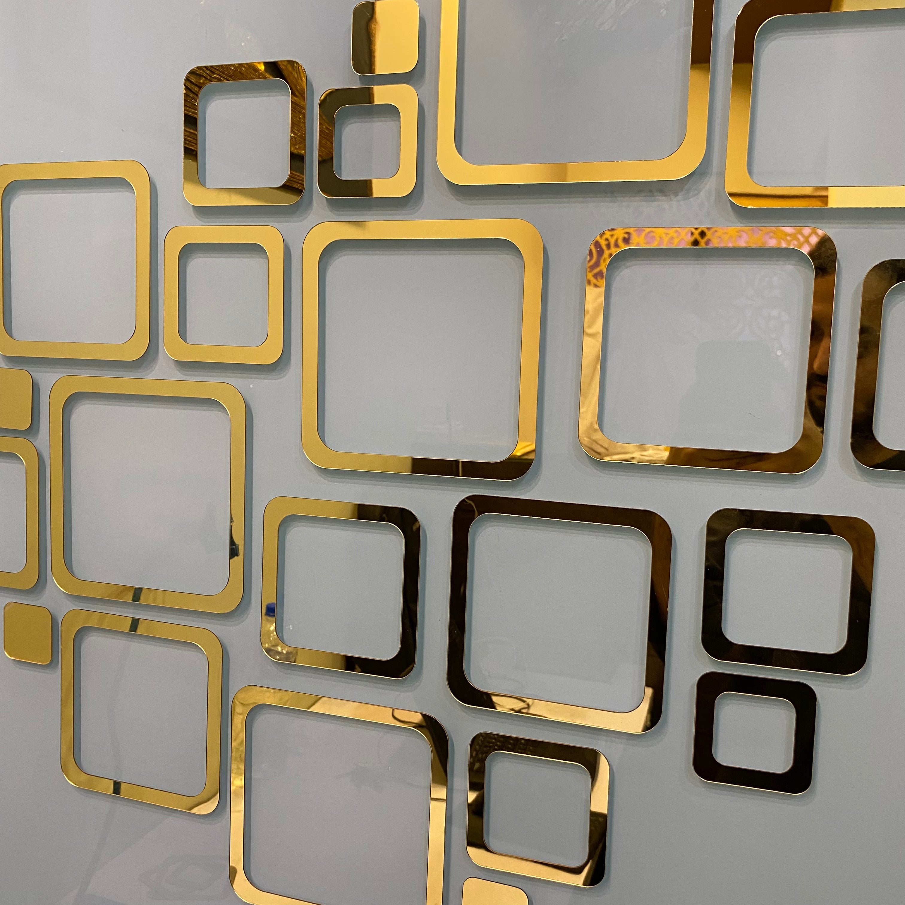 Acrylic Square Rings Mirror Wall Stickers