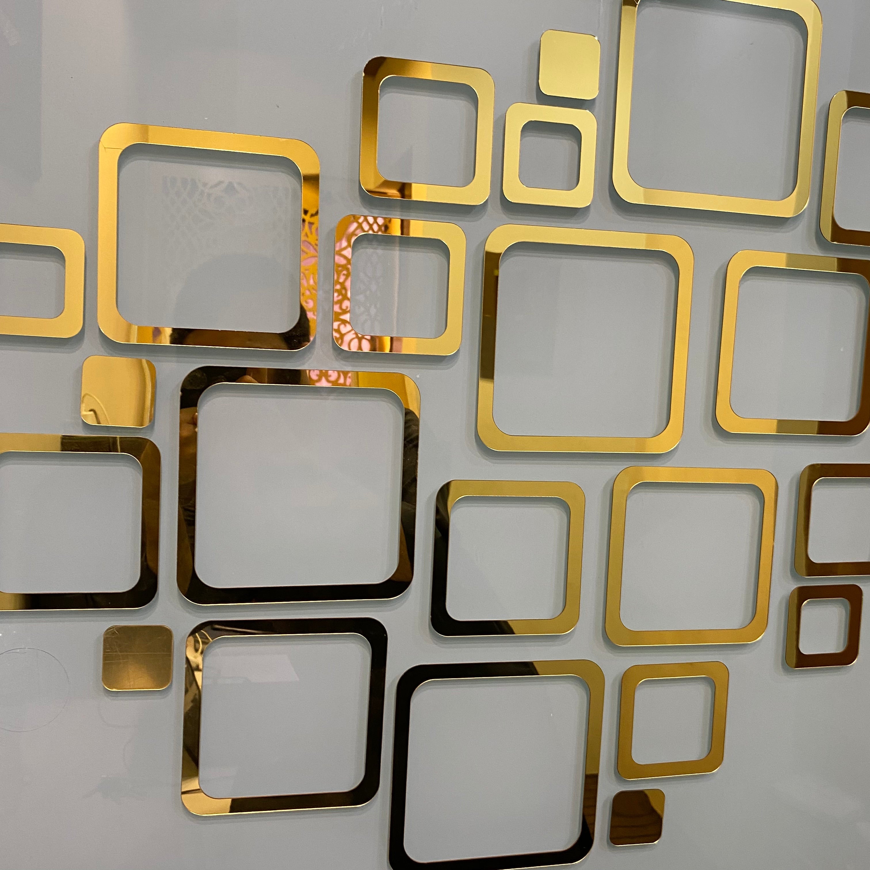 Acrylic Square Rings Mirror Wall Stickers