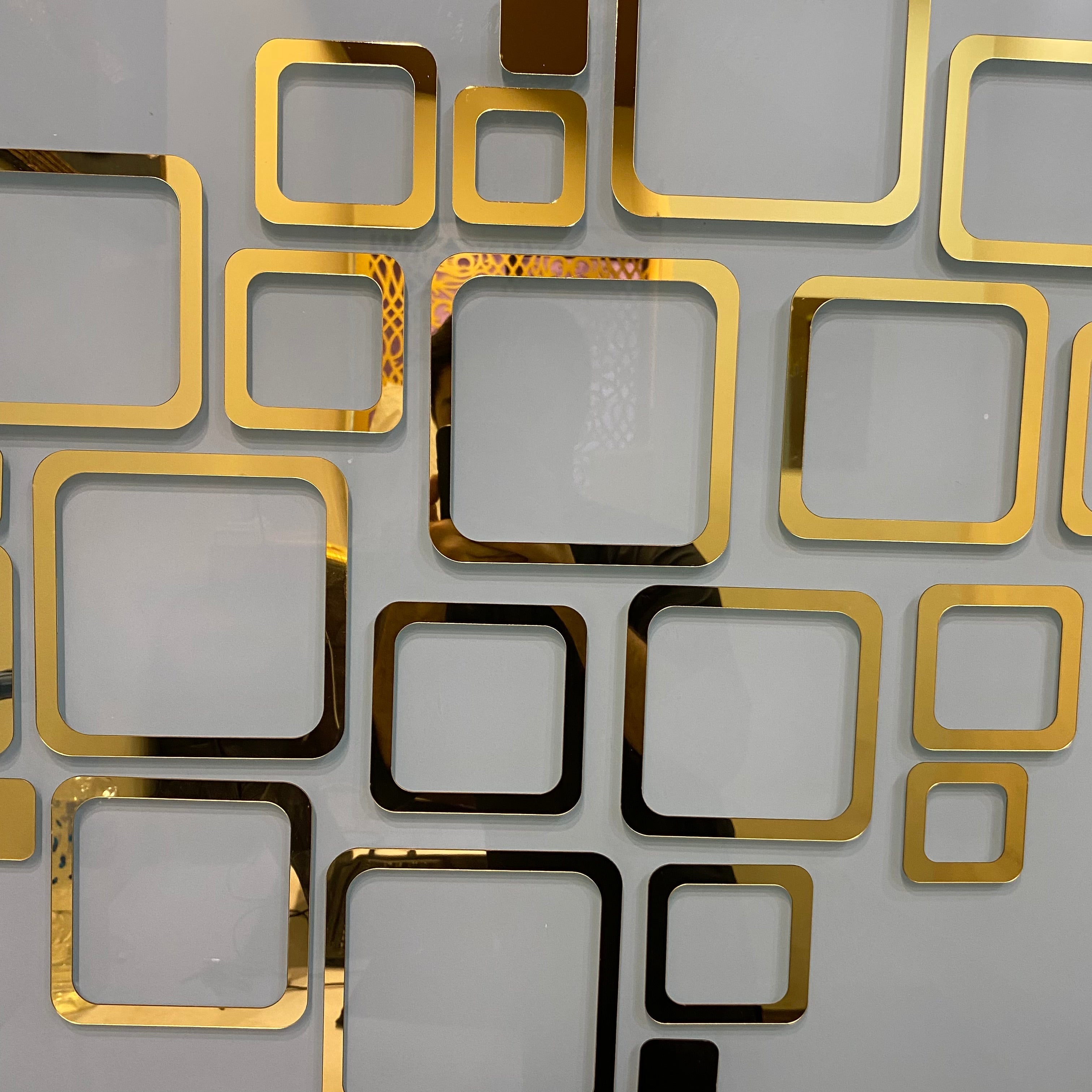 Acrylic Square Rings Mirror Wall Stickers