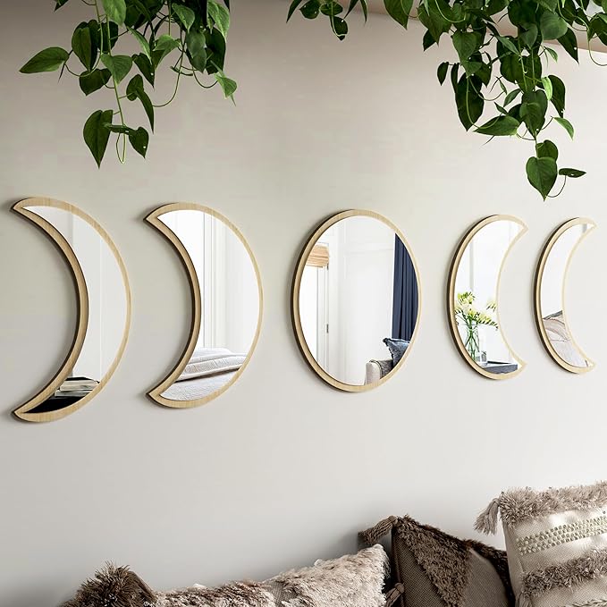 Acrylic Moon Phase Wall Mirror Set – Minimal • Celestial • Elegant