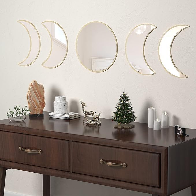 Acrylic Moon Phase Wall Mirror Set – Minimal • Celestial • Elegant