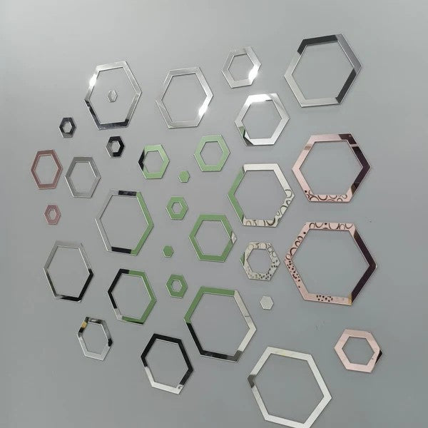 Acrylic Hexagon Ring Mirror Wall Decor Stickers