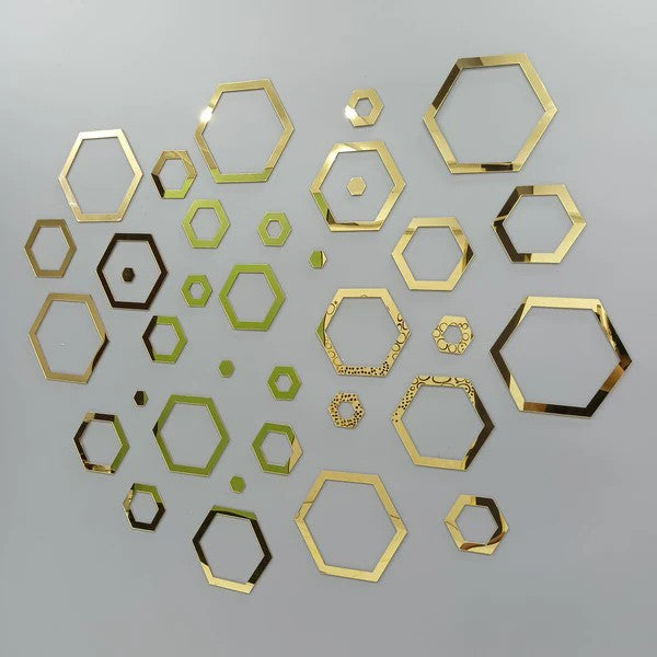 Acrylic Hexagon Ring Mirror Wall Decor Stickers