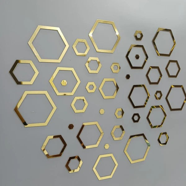 Acrylic Hexagon Ring Mirror Wall Decor Stickers