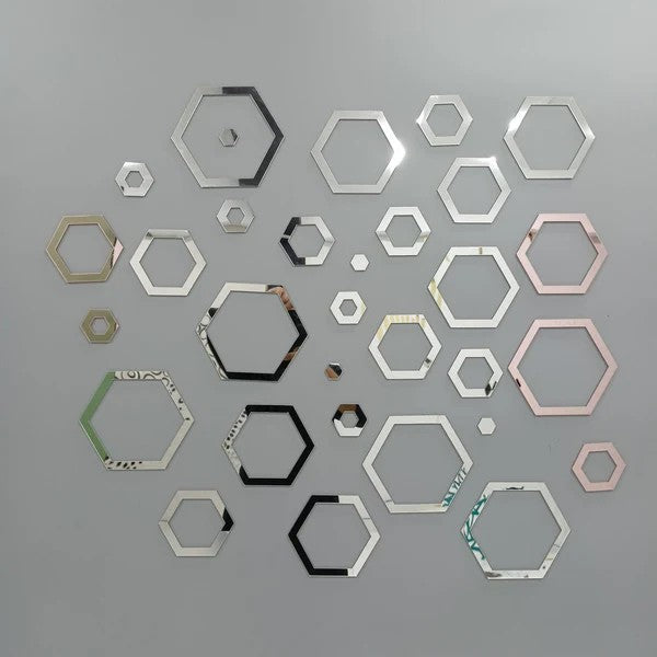 Acrylic Hexagon Ring Mirror Wall Decor Stickers