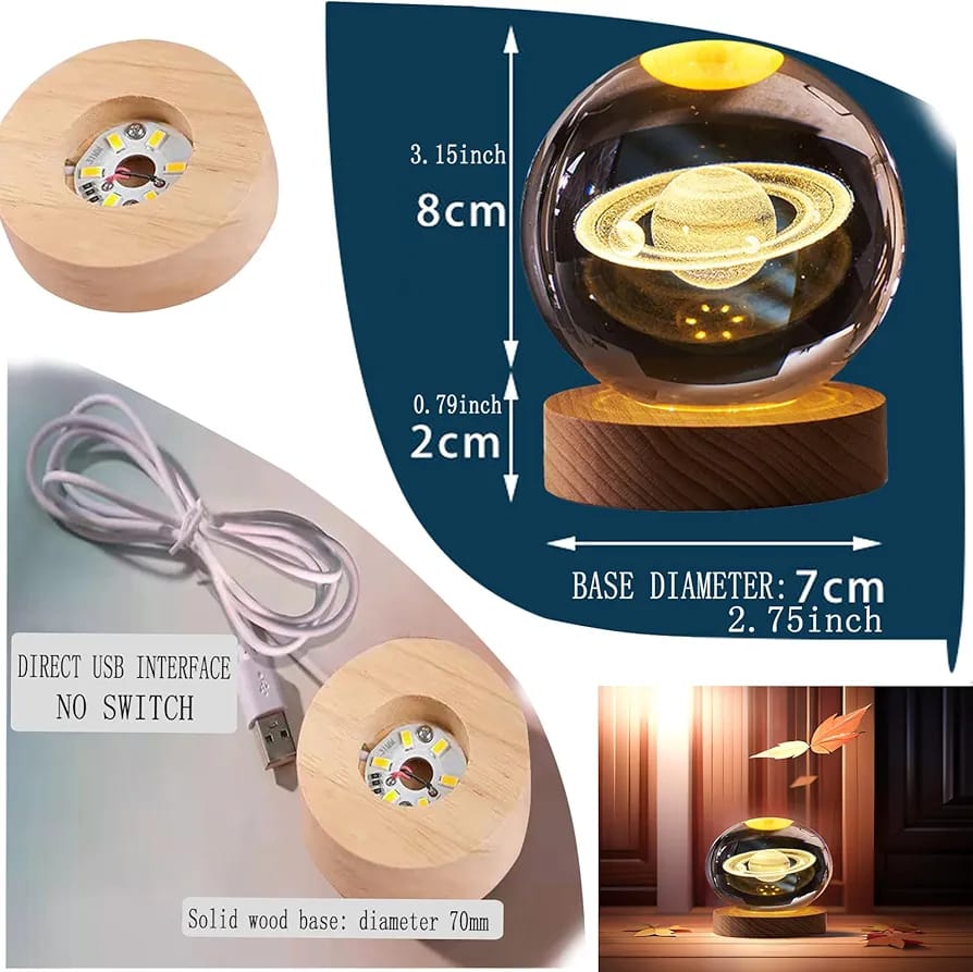 3D planet crystal Ball Lamp