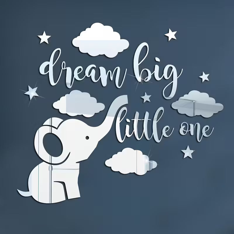Kids Room Decorative Wall Sticker With Stars & Elephant