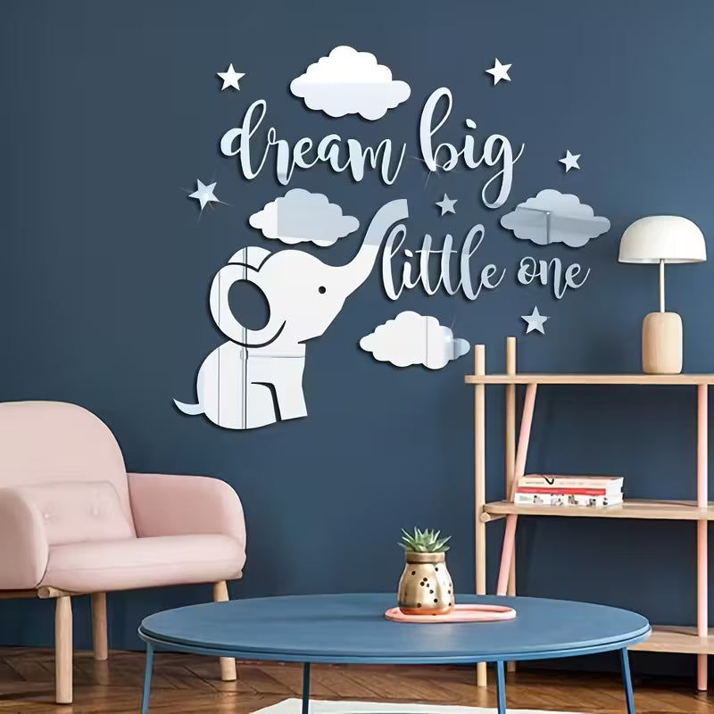 Kids Room Decorative Wall Sticker With Stars & Elephant
