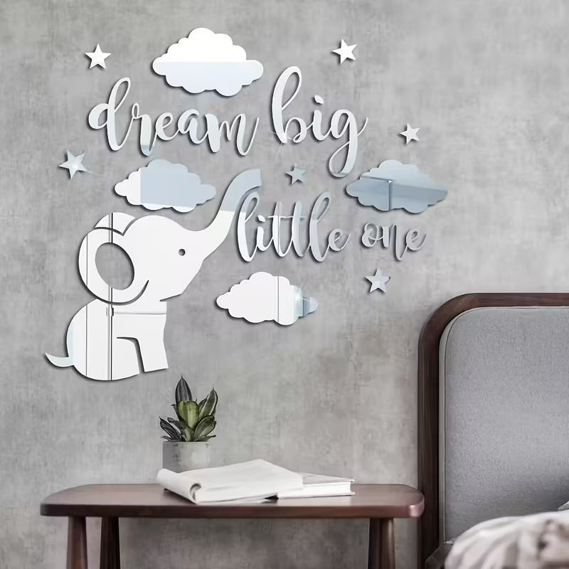 Kids Room Decorative Wall Sticker With Stars & Elephant