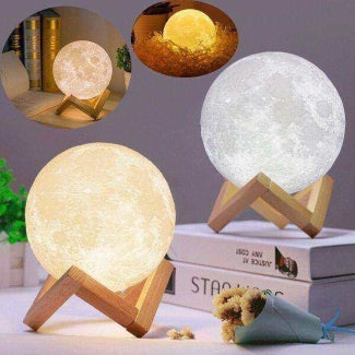 Led Moon Lamp Night Light 3D - Small Decorative Night Light for Home and Office