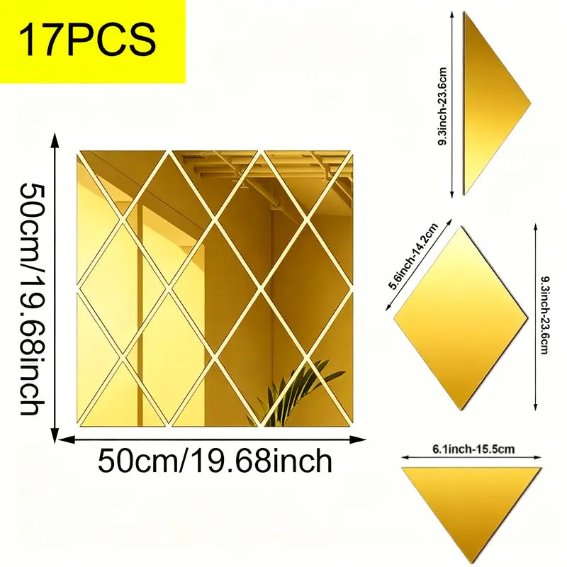 3D Ploygon Acrylic Mirror Wall Sticker *