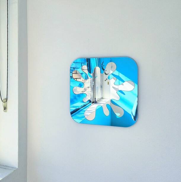 Modern Blue Splat Mirror Wall & Home Decor