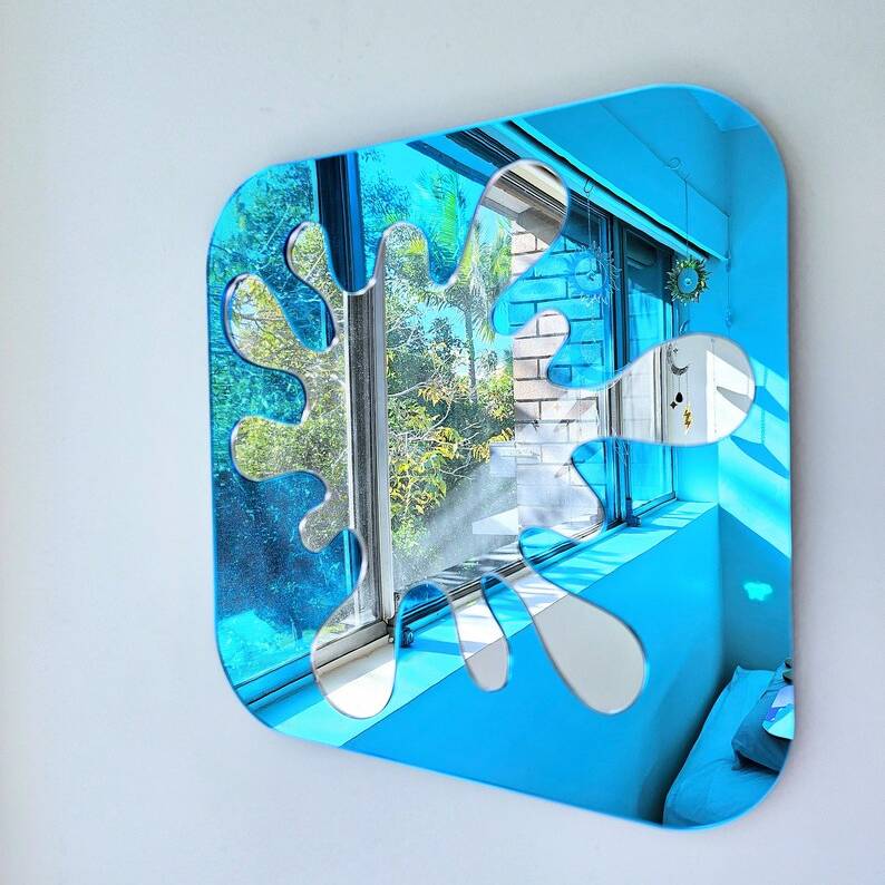 Modern Blue Splat Mirror Wall & Home Decor