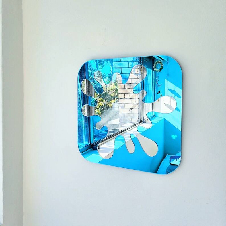 Modern Blue Splat Mirror Wall & Home Decor