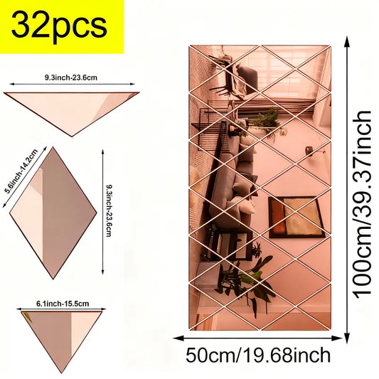 3D Ploygon Acrylic Mirror Wall Sticker