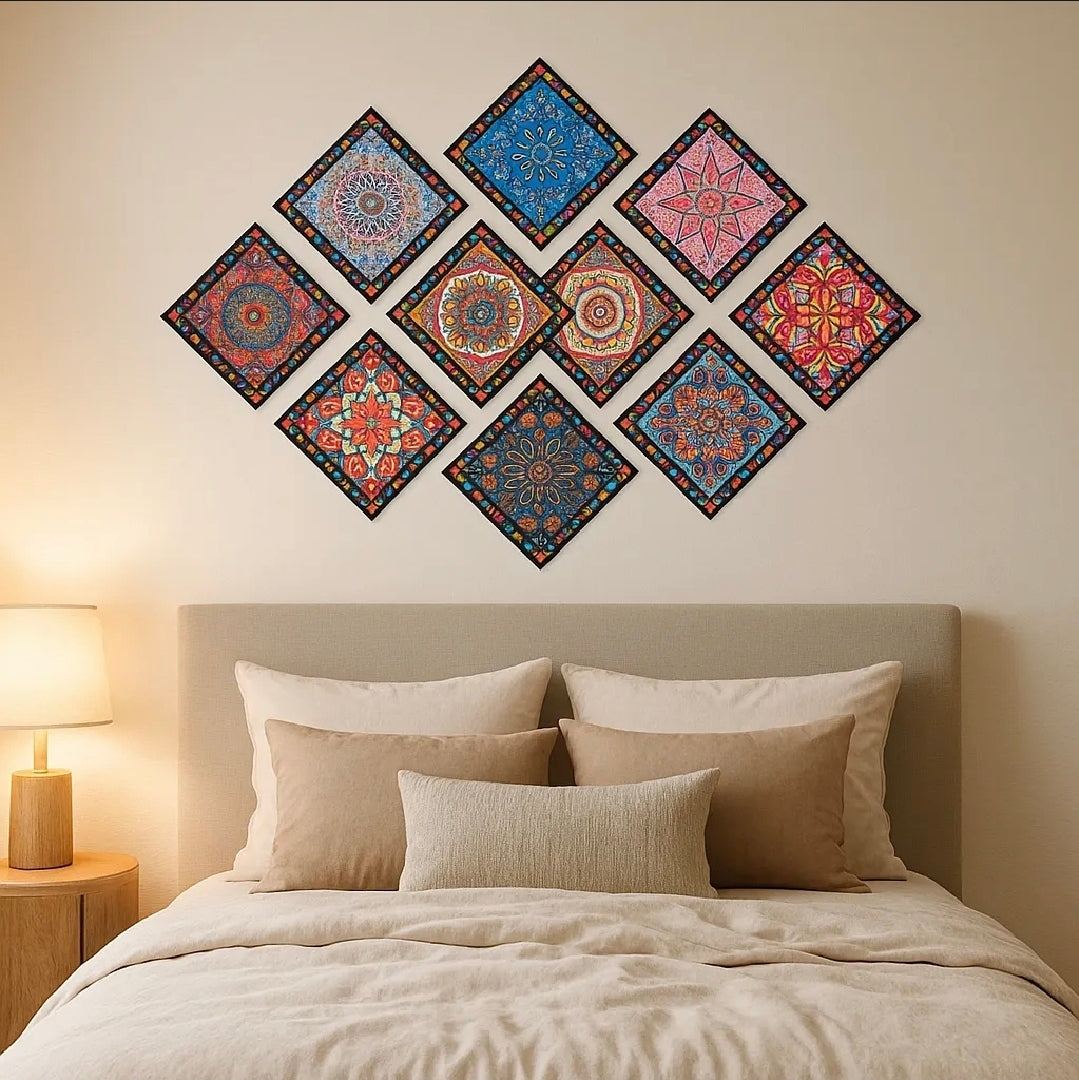 Multi-color Wall Tile Sticker 12 Pcs Set I Self Adhesive I Home Decor wall items Pakistan