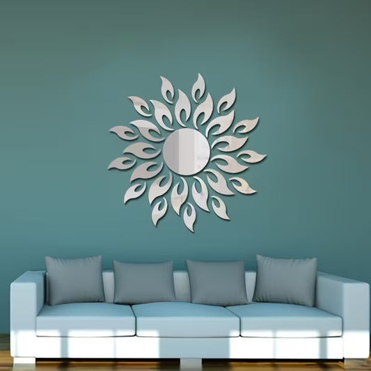 25pcs Silver & Golden Sunflower Acrylic Mirror Wall Stickers