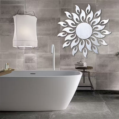 25pcs Silver & Golden Sunflower Acrylic Mirror Wall Stickers