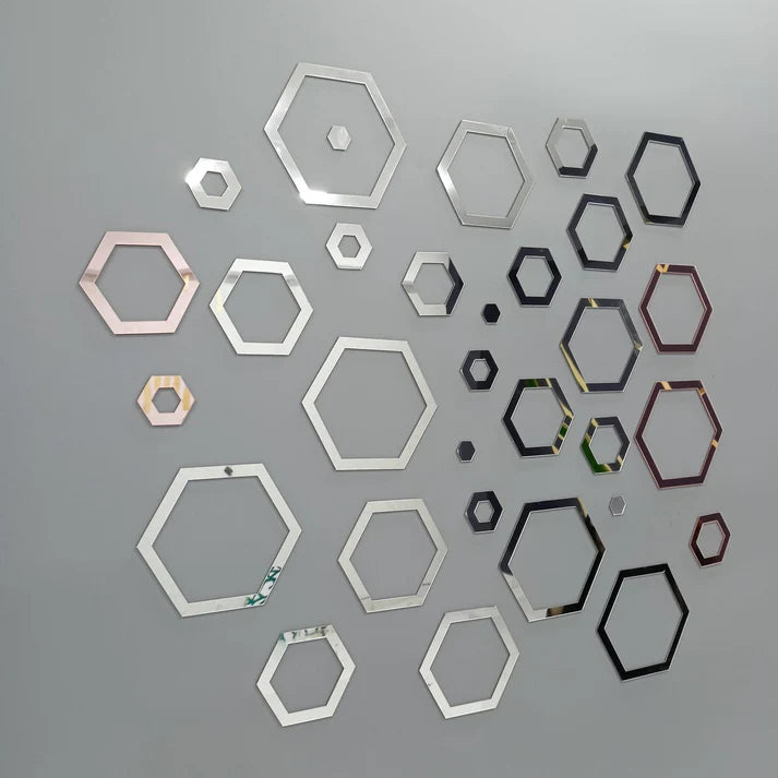 Acrylic Hexagon Ring Mirror Wall Decor Stickers